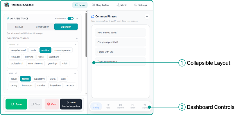 Expansion mode - context and mood controls